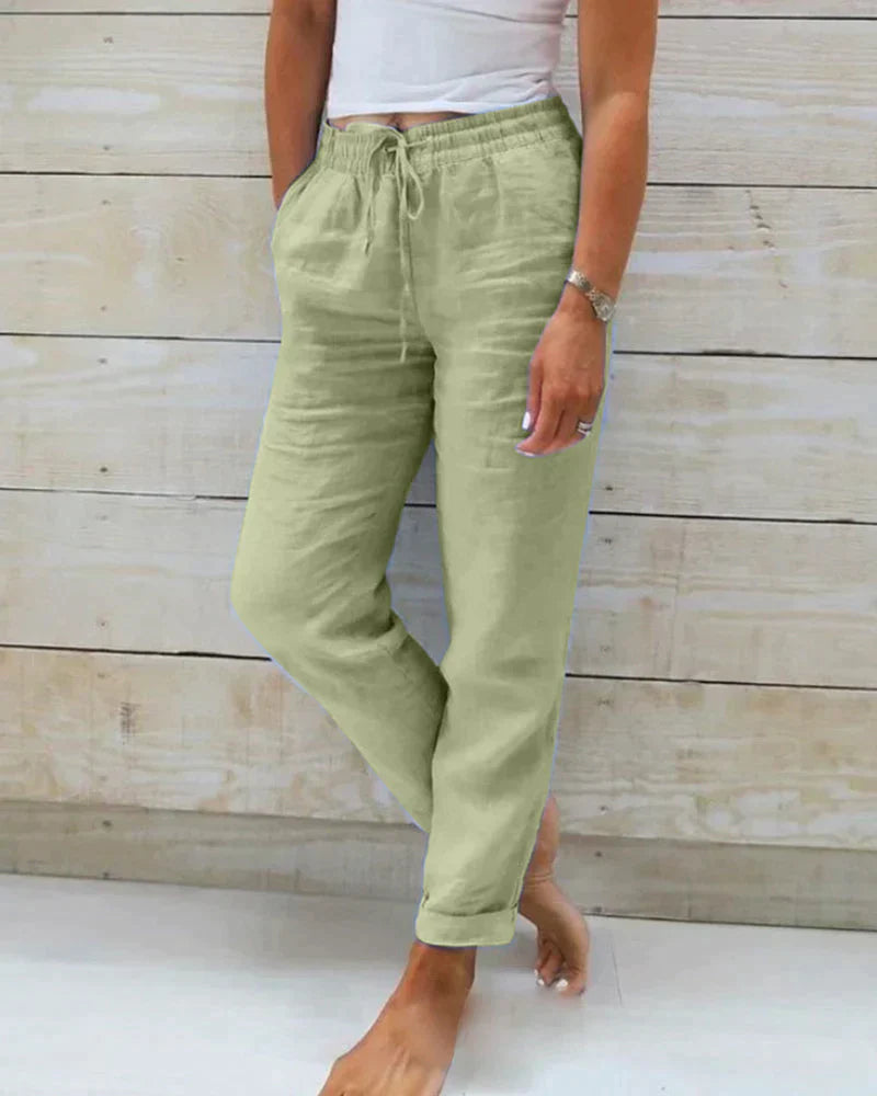 Bushii | Linnen Damesbroek Met Elastische Taille