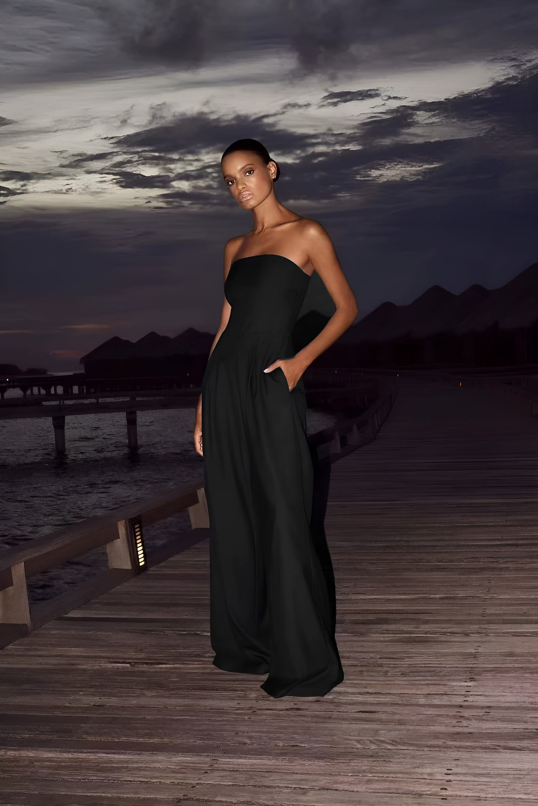 Bushii | Zwarte Jumpsuit Dames Strapless Polyester