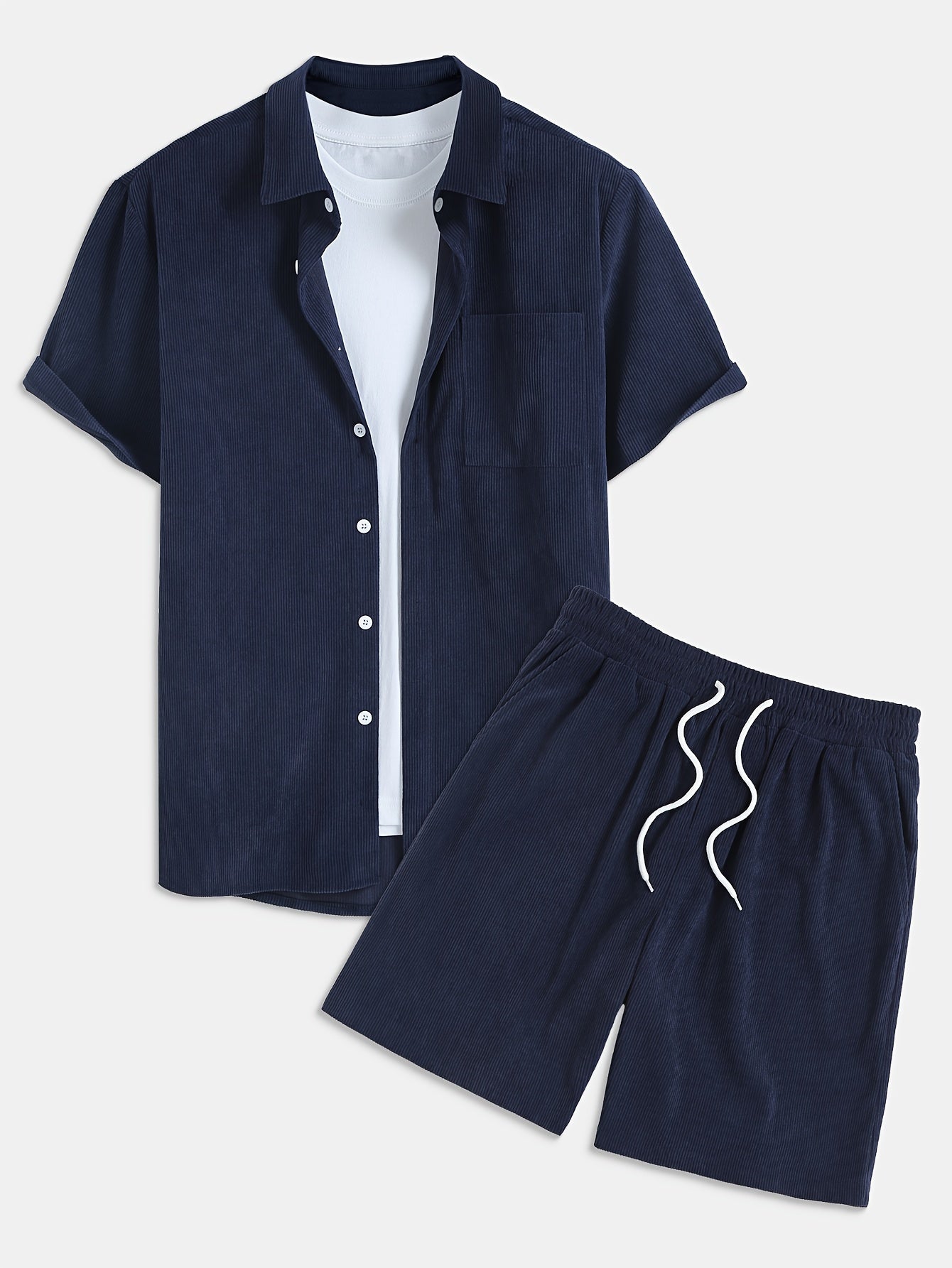 Bushii | Luxe Effen Zomerset Heren – Set met Overhemd & Shorts