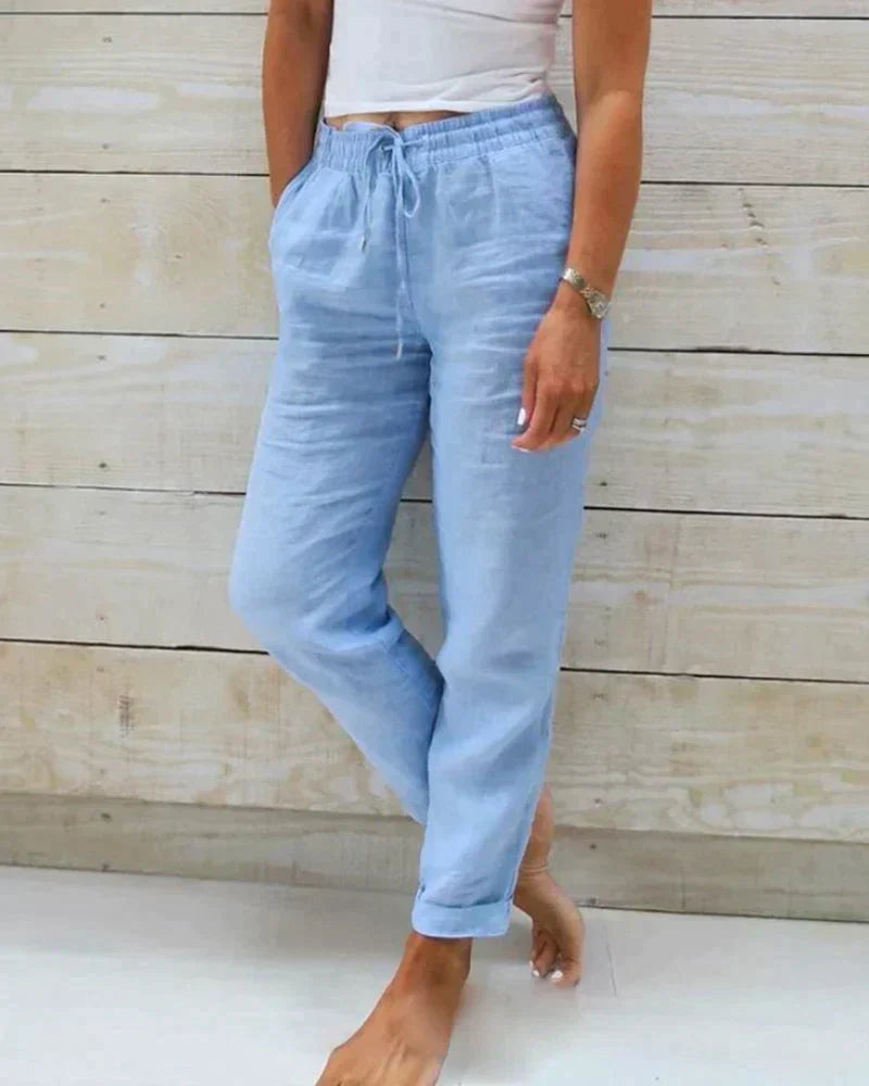 Bushii | Linnen Damesbroek Met Elastische Taille