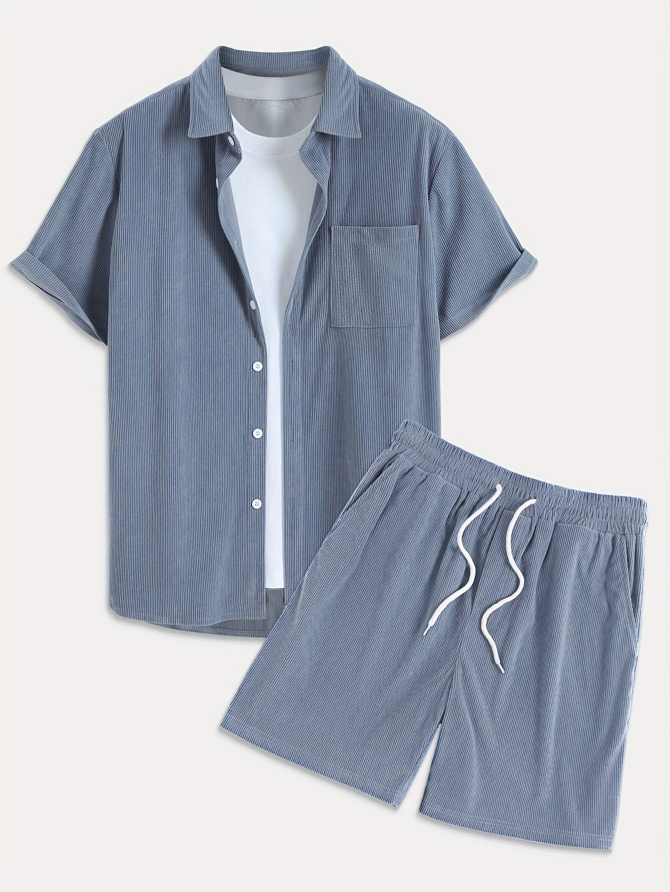 Bushii | Luxe Effen Zomerset Heren – Set met Overhemd & Shorts