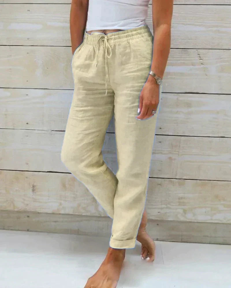 Bushii | Linnen Damesbroek Met Elastische Taille