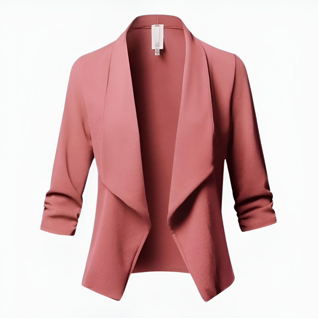 Bushii | Zwarte Blazer Dames Lange Mouwen Polyester Elegante Pasvorm