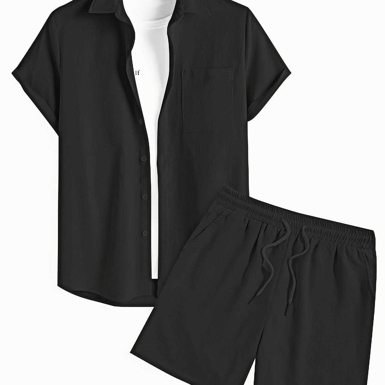 Bushii | Luxe Effen Zomerset Heren – Set met Overhemd & Shorts
