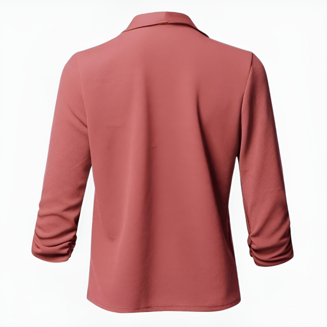 Bushii | Zwarte Blazer Dames Lange Mouwen Polyester Elegante Pasvorm