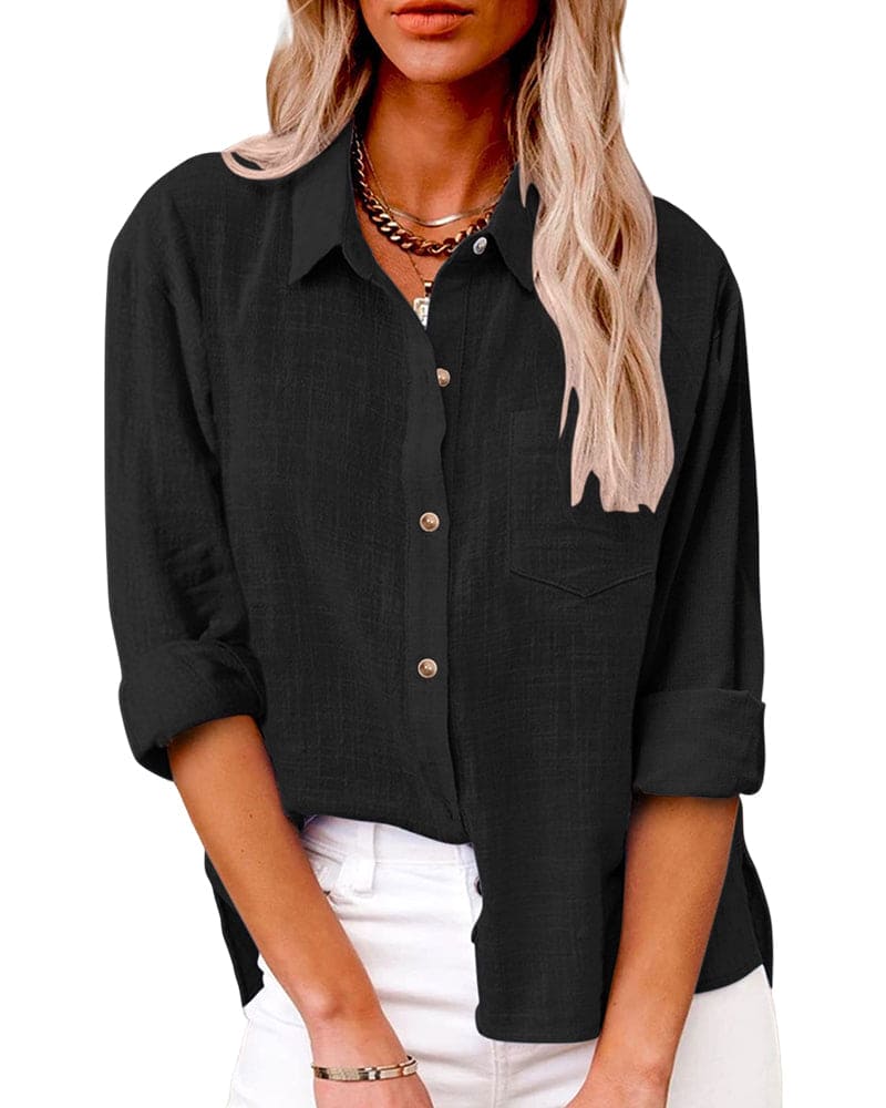 Bushii | Linnen Blouse Dames – Oversized Zomerblouse
