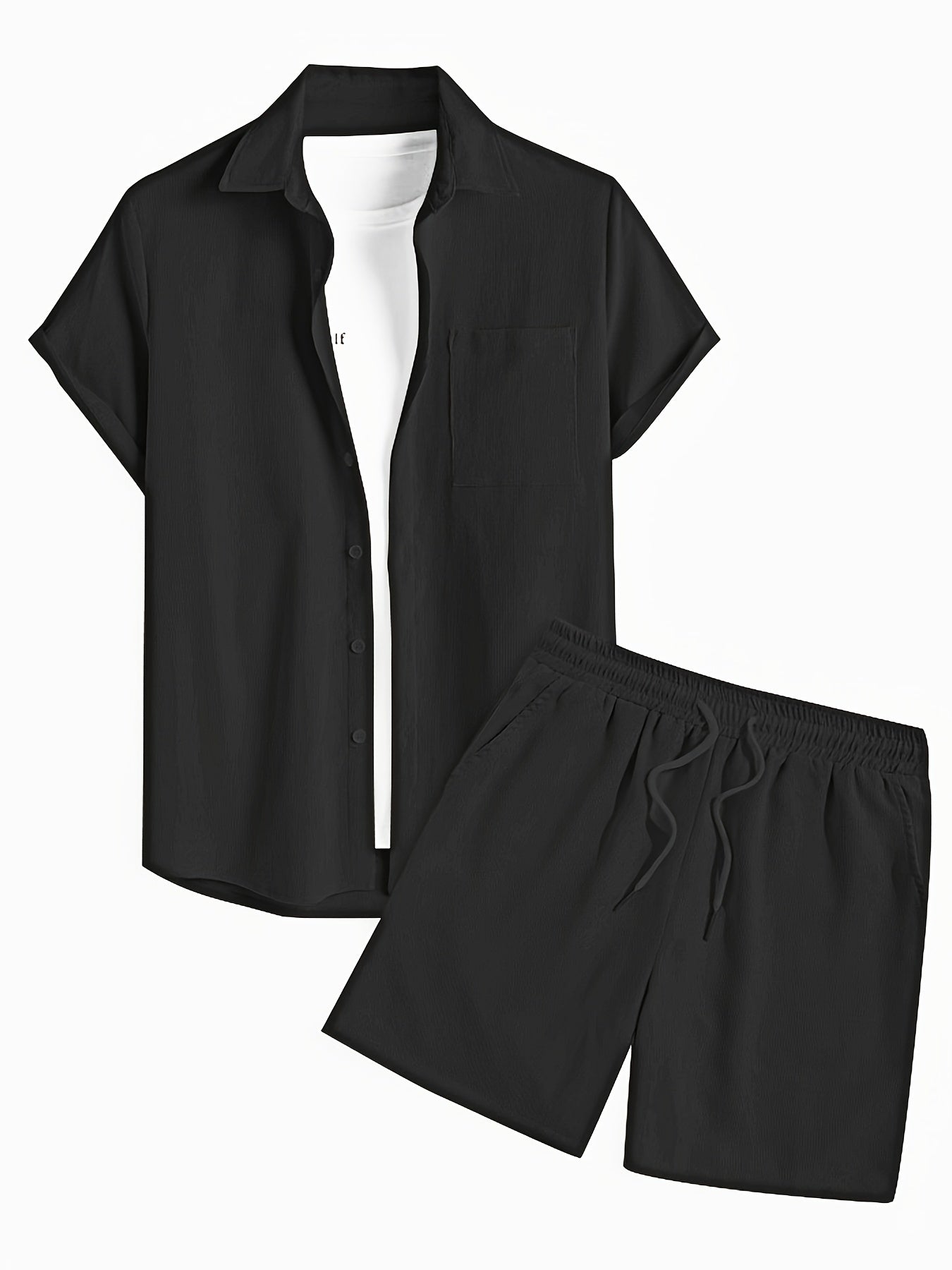 Bushii | Luxe Effen Zomerset Heren – Set met Overhemd & Shorts