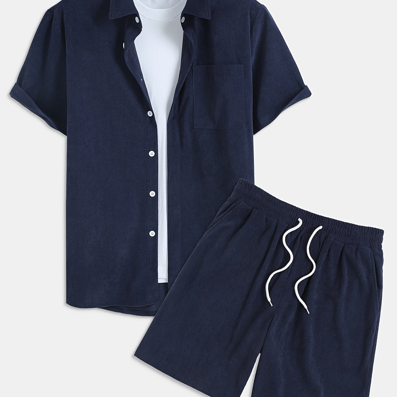 Bushii | Luxe Effen Zomerset Heren – Set met Overhemd & Shorts