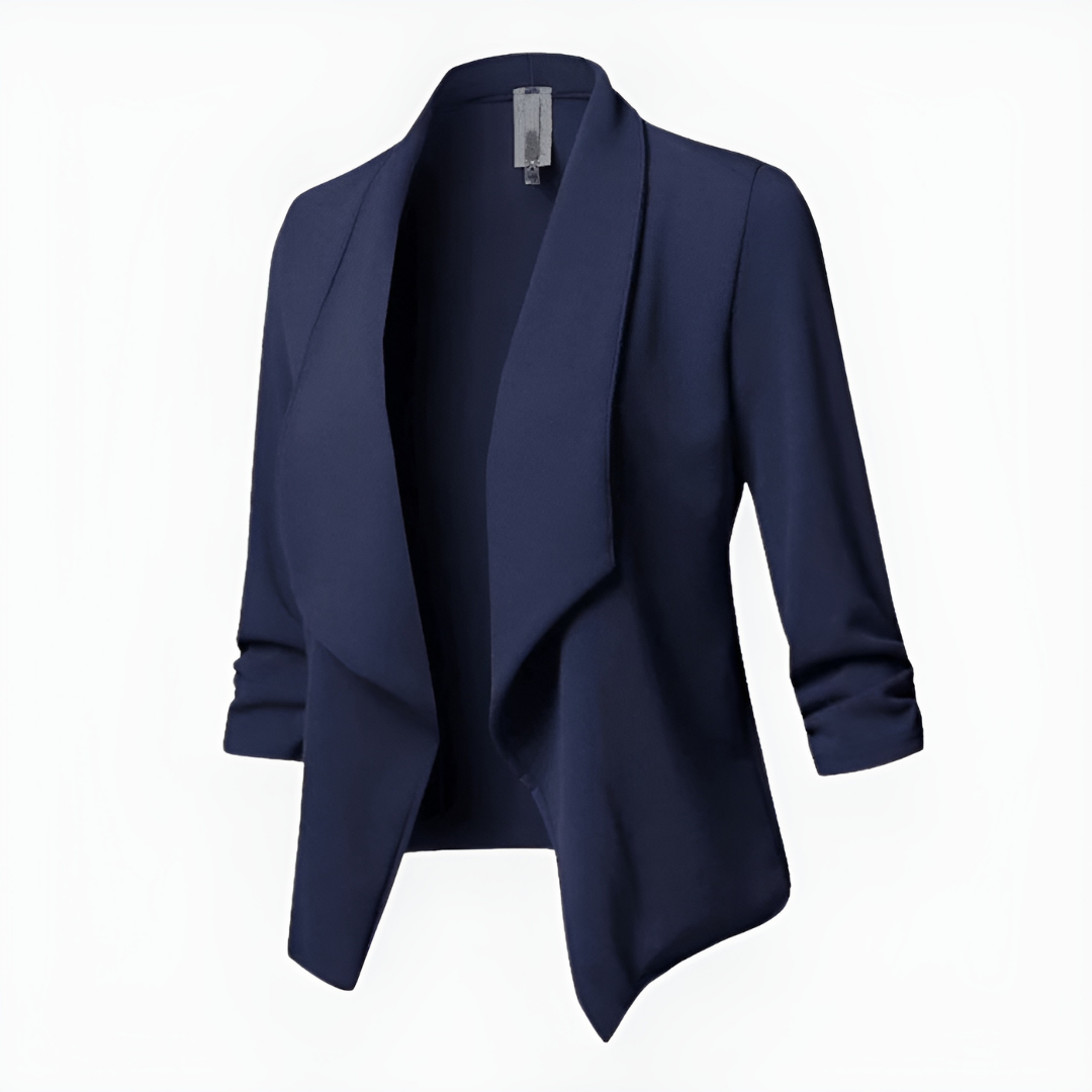 Bushii | Zwarte Blazer Dames Lange Mouwen Polyester Elegante Pasvorm