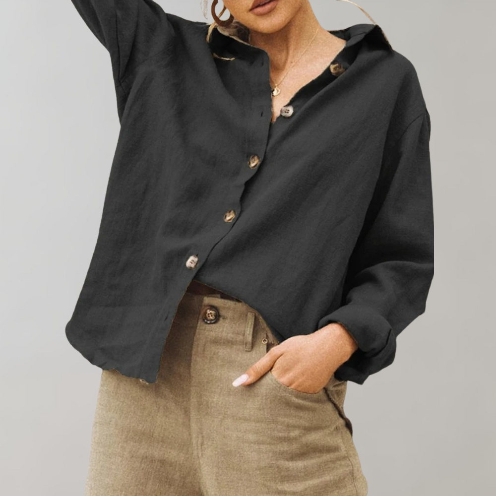Bushii | Linnen Blouse Dames – Oversized Vintage Zomerblouse