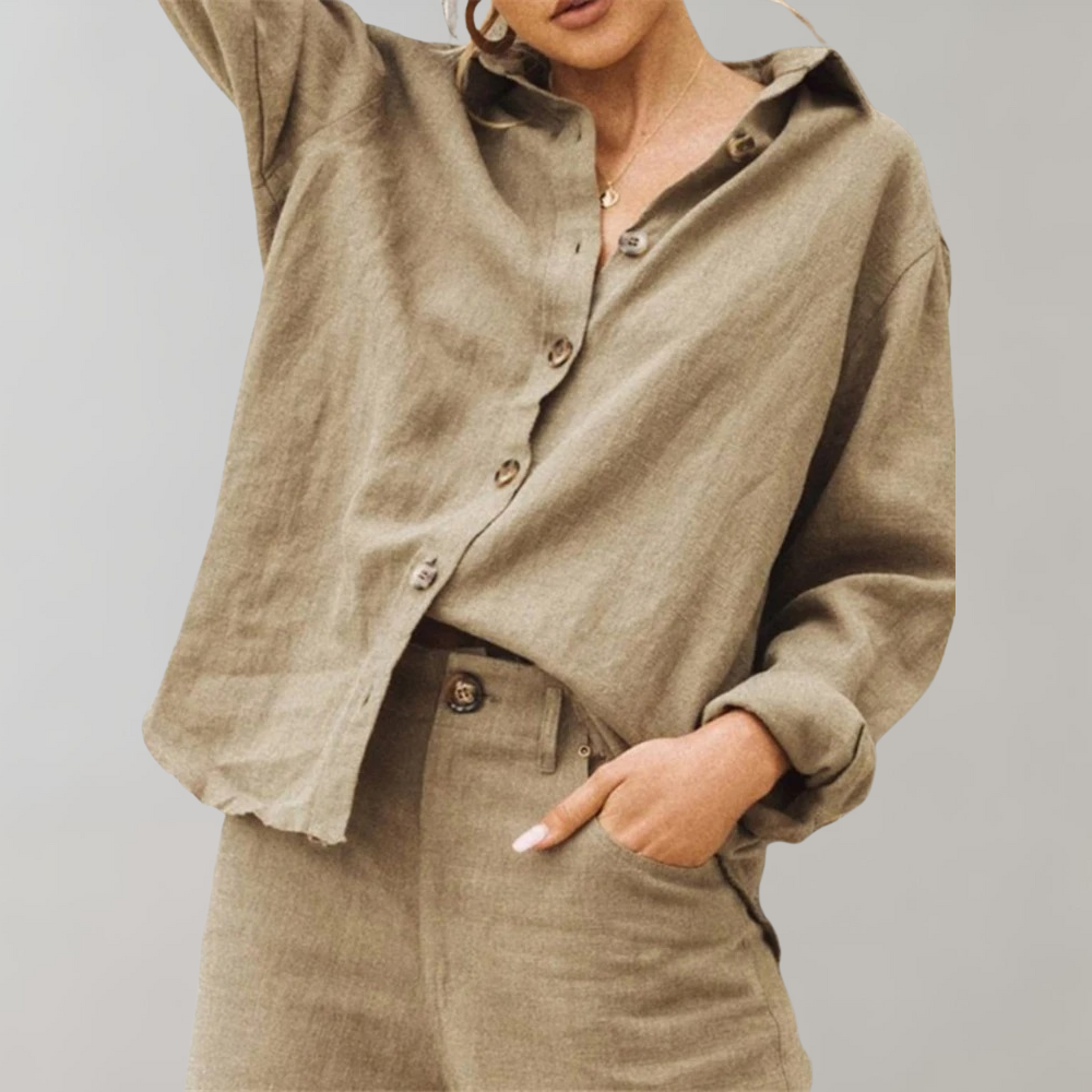 Bushii | Linnen Blouse Dames – Oversized Vintage Zomerblouse