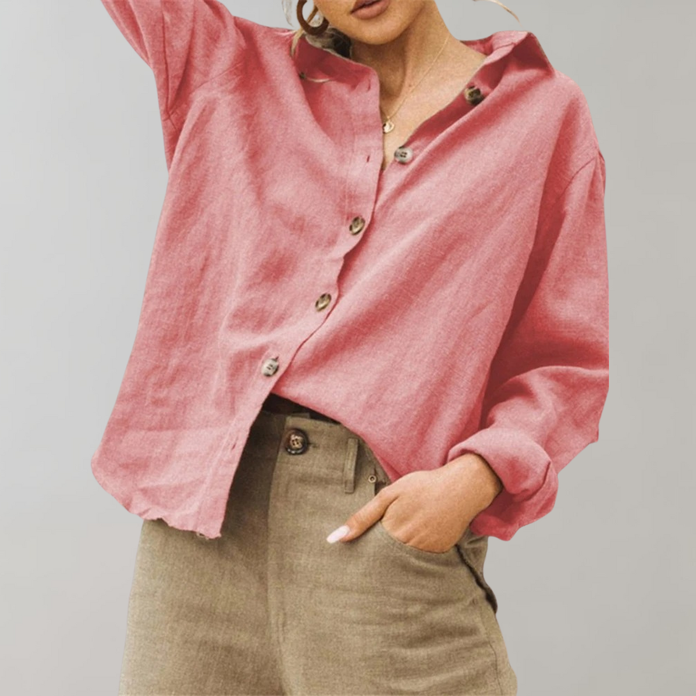 Bushii | Linnen Blouse Dames – Oversized Vintage Zomerblouse