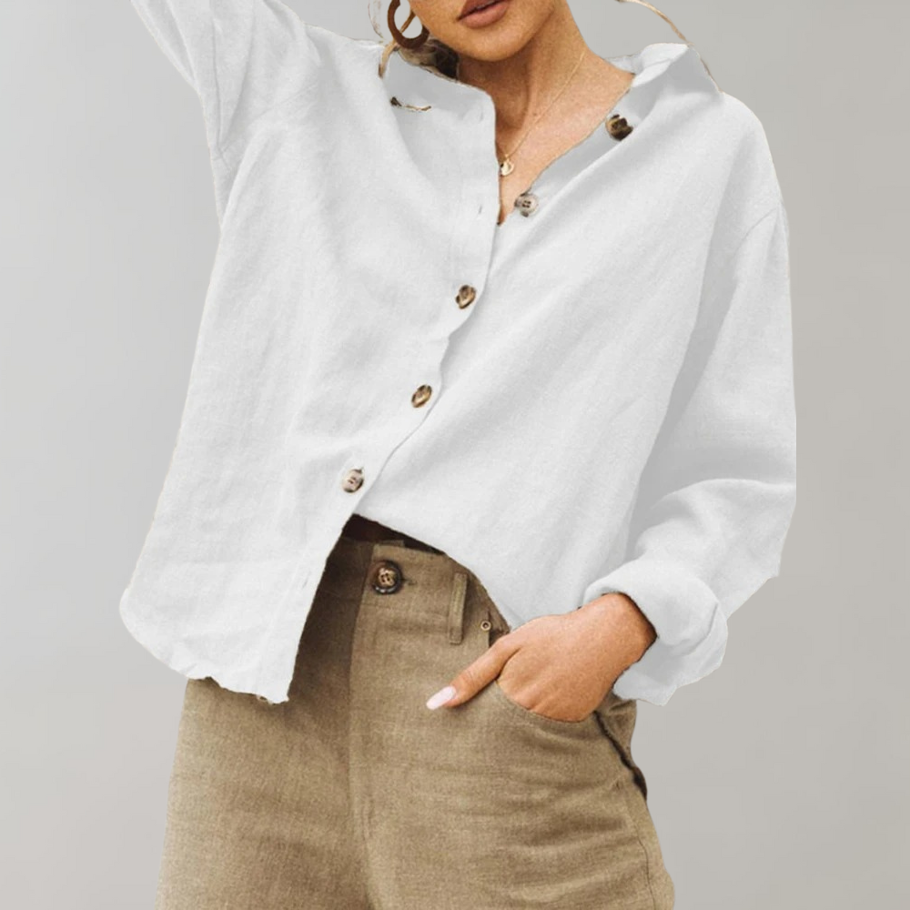 Bushii | Linnen Blouse Dames – Oversized Vintage Zomerblouse
