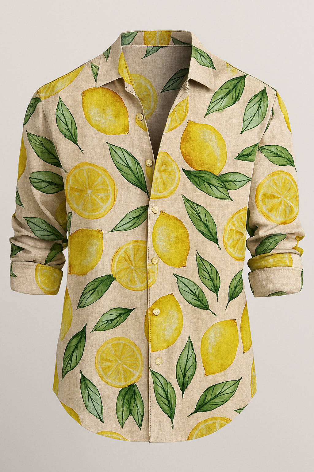 Bushii | Heren Zomeroverhemd met Citroenprint