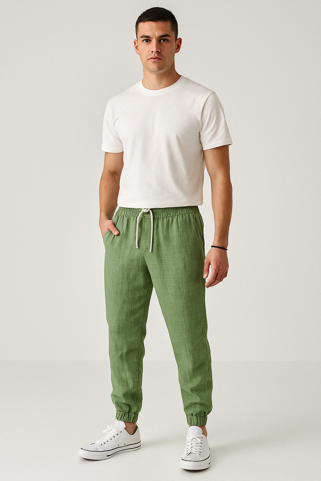 Bushii | Heren Linnen Broek met Elastische Taille