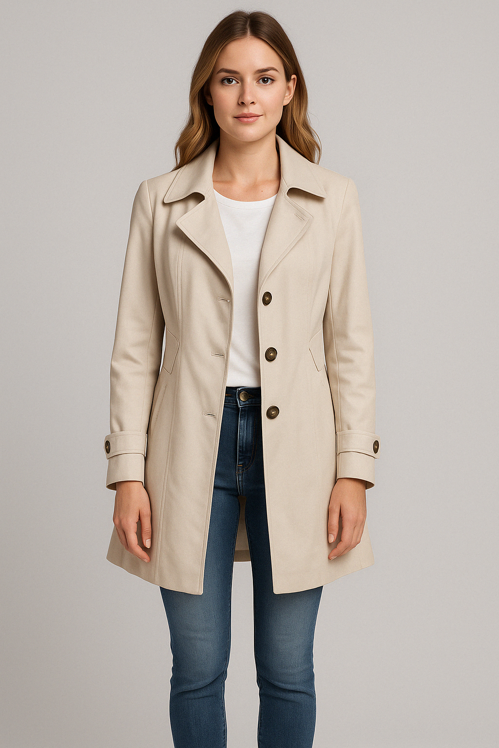 Bushii | Dames Trenchcoat – Lentejas Lang Model met Knoopsluiting