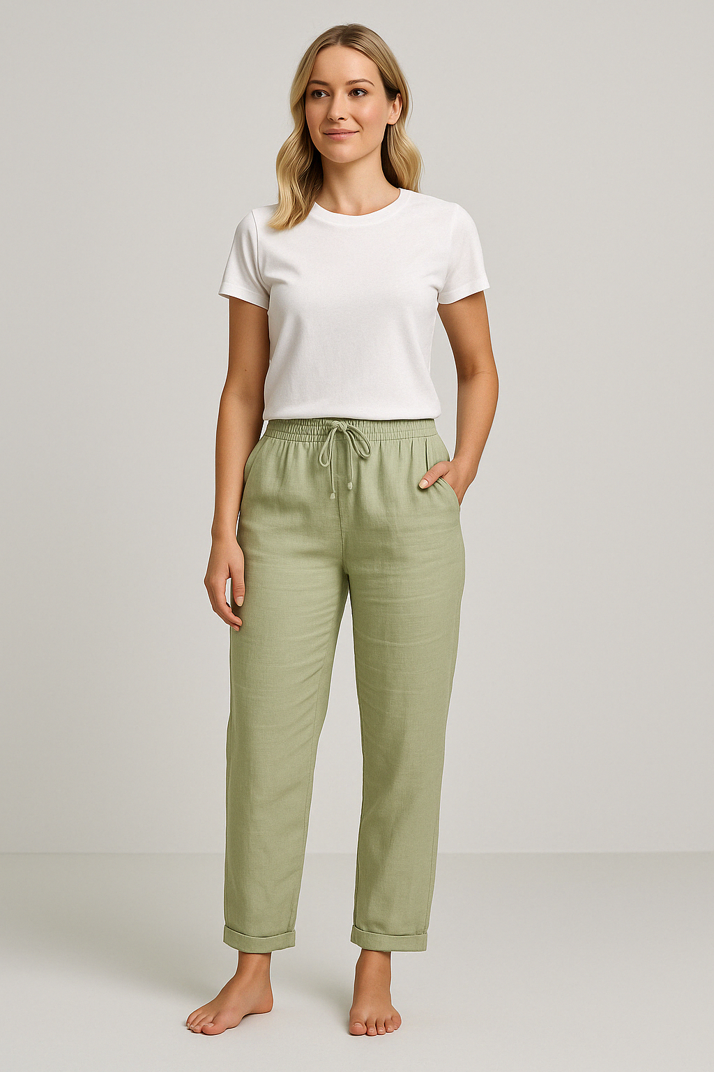 Bushii | Linnen Damesbroek Met Elastische Taille