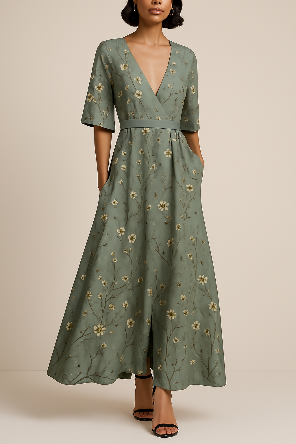 Bushii | V Hals Maxi Jurk Dames