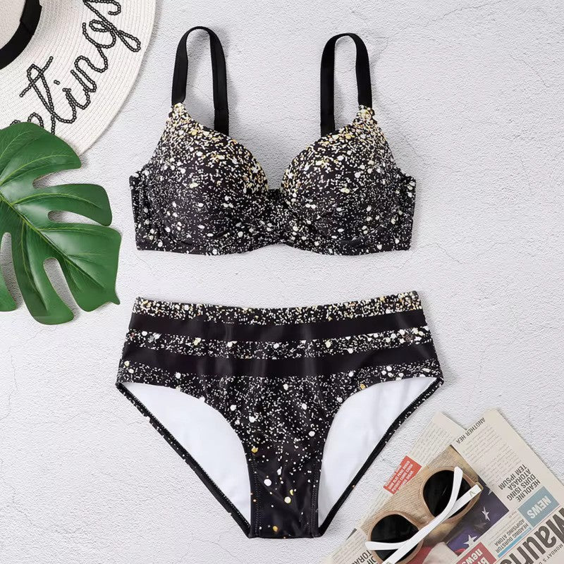 Bushii | Bikini Dames Hoge Taille – Tropische Print & Flatterende Pasvorm