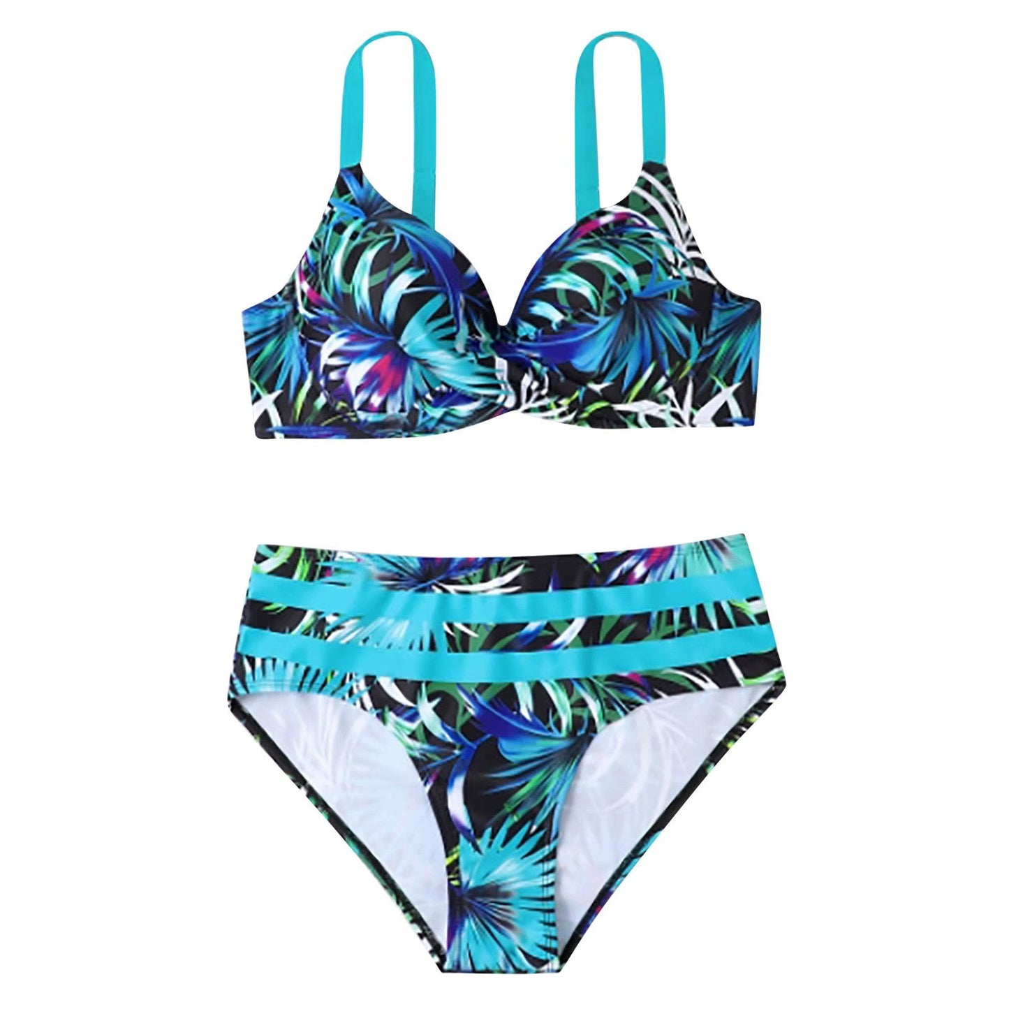 Bushii | Bikini Dames Hoge Taille – Tropische Print & Flatterende Pasvorm
