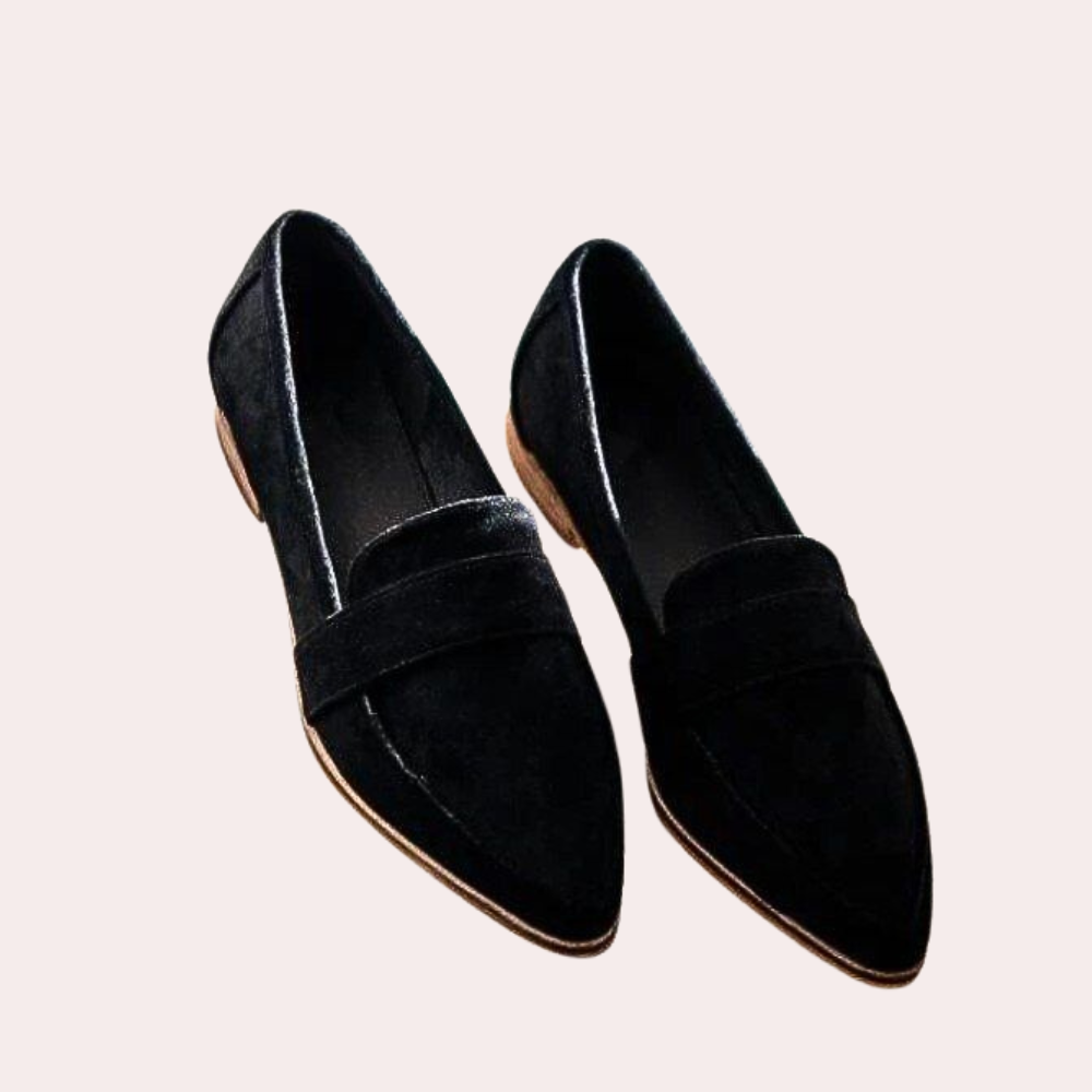 Bushii | Zwarte Instappers Dames Suèdelook Comfortabel Loafers