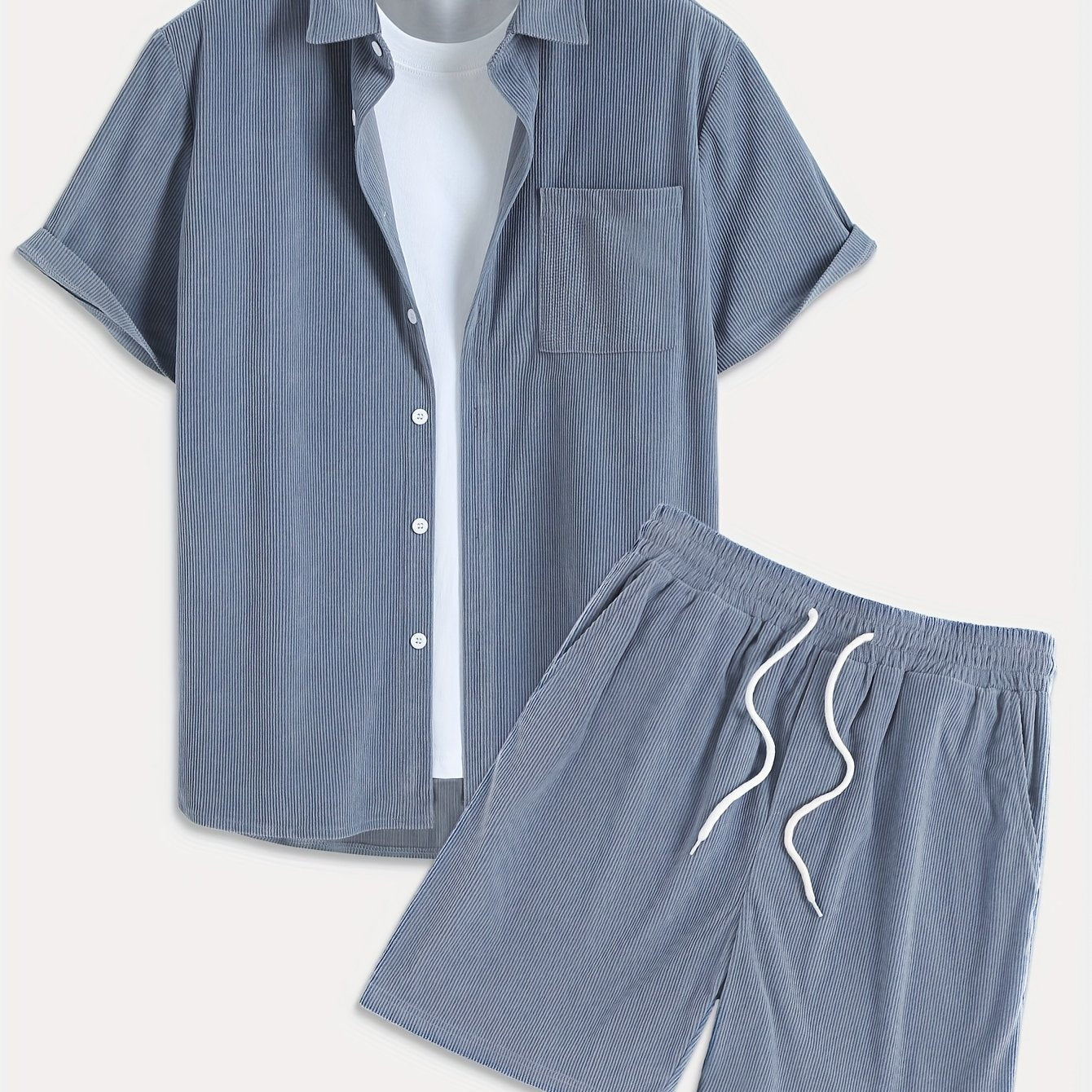 Bushii | Luxe Effen Zomerset Heren – Set met Overhemd & Shorts