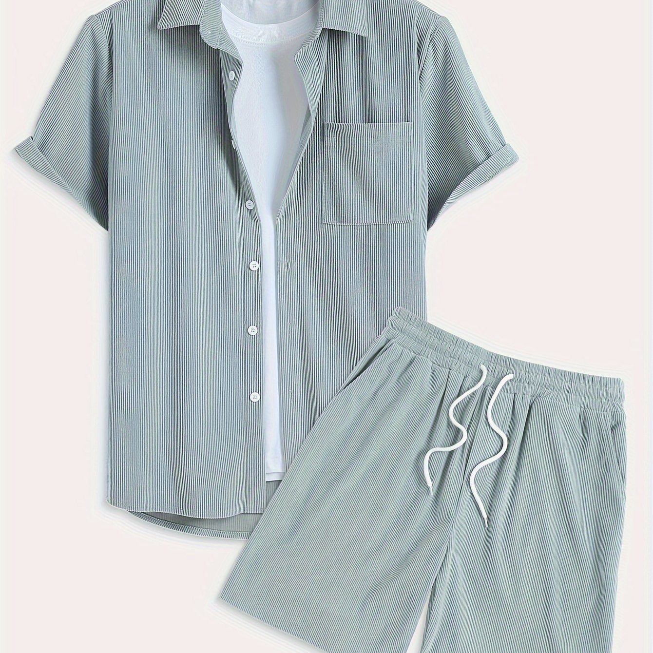 Bushii | Luxe Effen Zomerset Heren – Set met Overhemd & Shorts