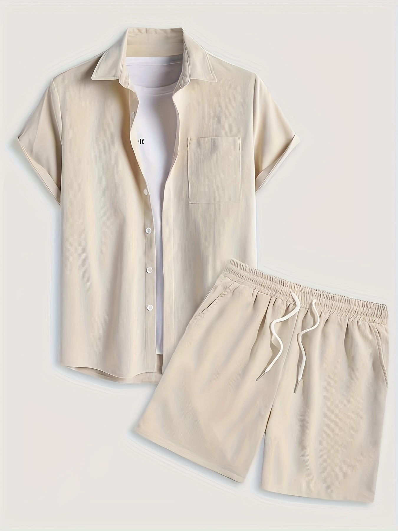 Bushii | Luxe Effen Zomerset Heren – Set met Overhemd & Shorts
