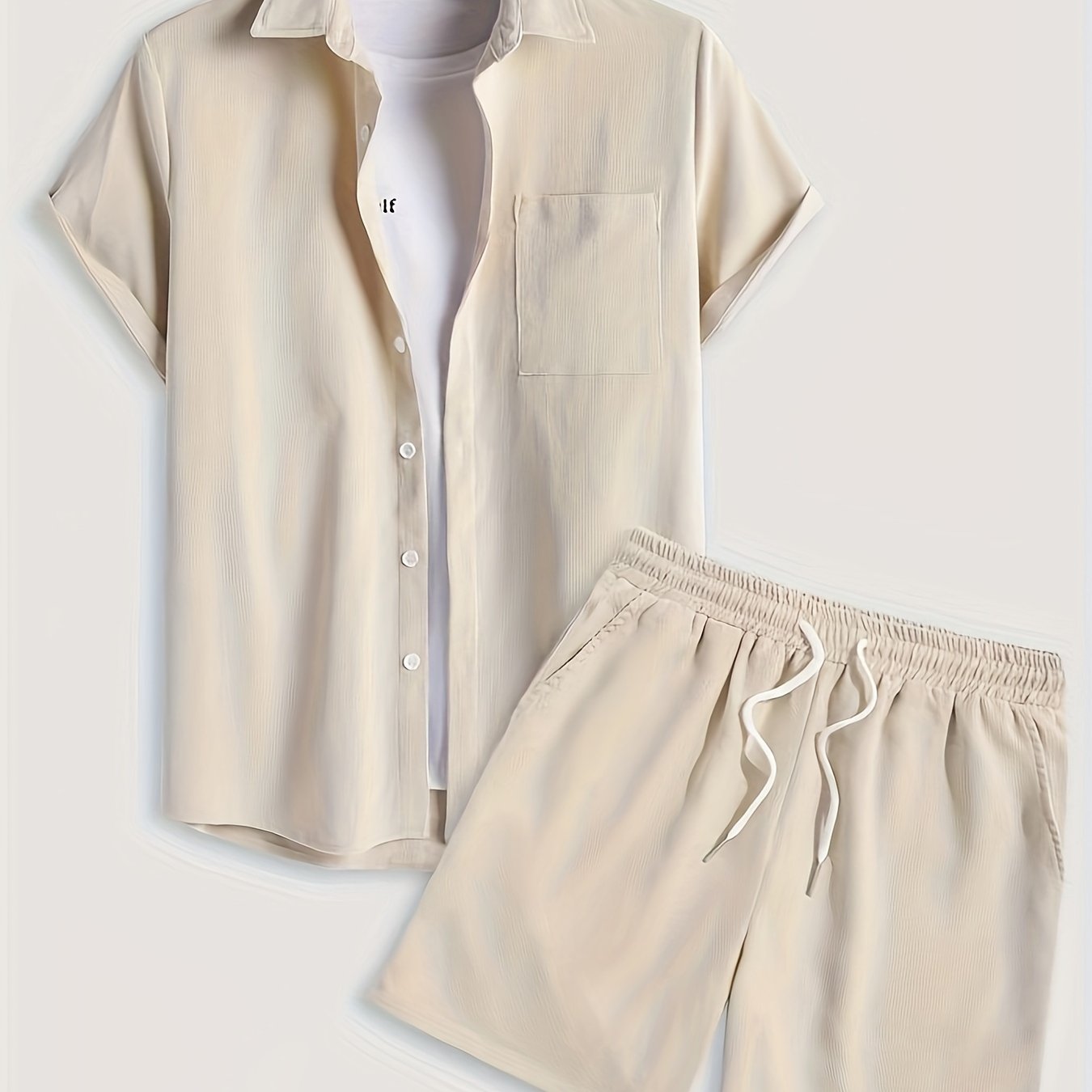 Bushii | Luxe Effen Zomerset Heren – Set met Overhemd & Shorts