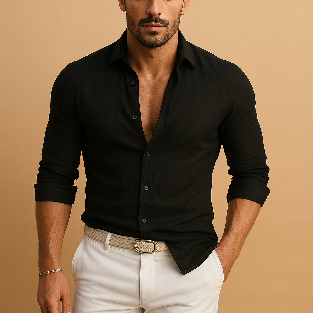 Bushii | Heren Overhemd Katoen Lichtgewicht met Button-Down Kraag