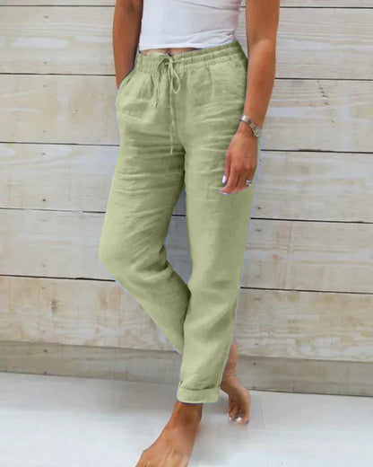 Bushii | Linnen Damesbroek Met Elastische Taille