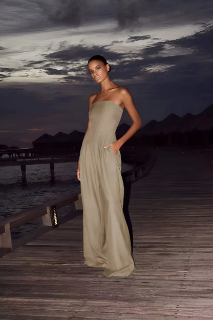 Bushii | Zwarte Jumpsuit Dames Strapless Polyester