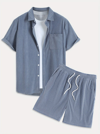 Bushii | Luxe Effen Zomerset Heren – Set met Overhemd & Shorts