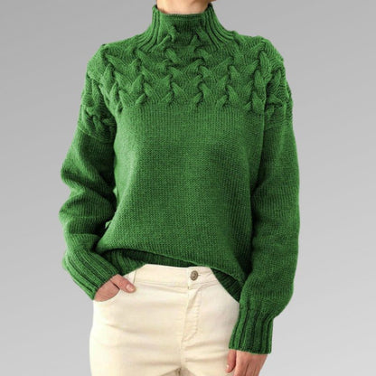 STERRE - Luxe Kabelgebreide Damestrui met Hoge Hals