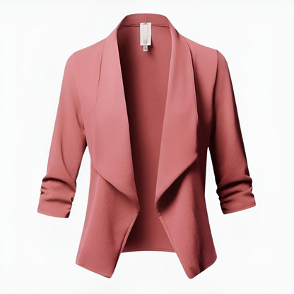 Bushii | Zwarte Blazer Dames Lange Mouwen Polyester Elegante Pasvorm