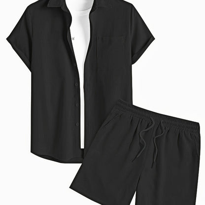 Bushii | Luxe Effen Zomerset Heren – Set met Overhemd & Shorts