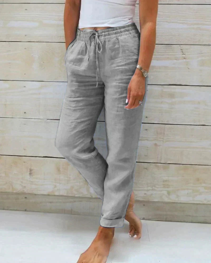 Bushii | Linnen Damesbroek Met Elastische Taille