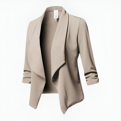 Bushii | Zwarte Blazer Dames Lange Mouwen Polyester Elegante Pasvorm
