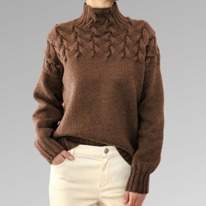STERRE - Luxe Kabelgebreide Damestrui met Hoge Hals