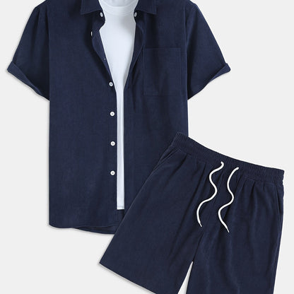 Bushii | Luxe Effen Zomerset Heren – Set met Overhemd & Shorts