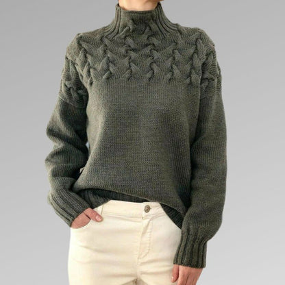 STERRE - Luxe Kabelgebreide Damestrui met Hoge Hals