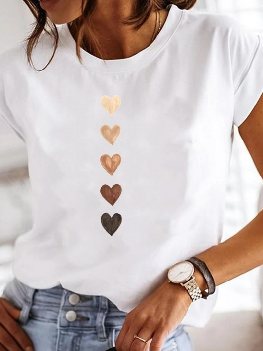 Bushii | Dames T-shirt Katoen Korte Mouwen Wit - Comfortabele Top