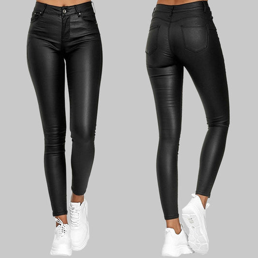 TESSE| Modieuze en Comfortabele Skinny Kunstleren Broek