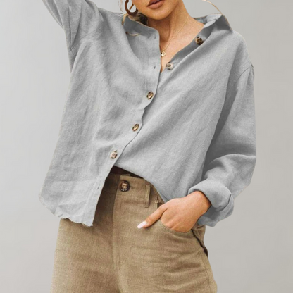 Bushii | Linnen Blouse Dames – Oversized Vintage Zomerblouse