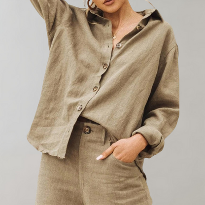 Bushii | Linnen Blouse Dames – Oversized Vintage Zomerblouse