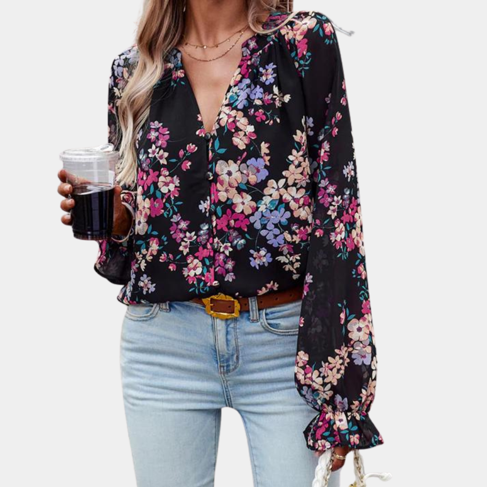 Bushii Elegante Zomerse Gebloemde Damesblouse