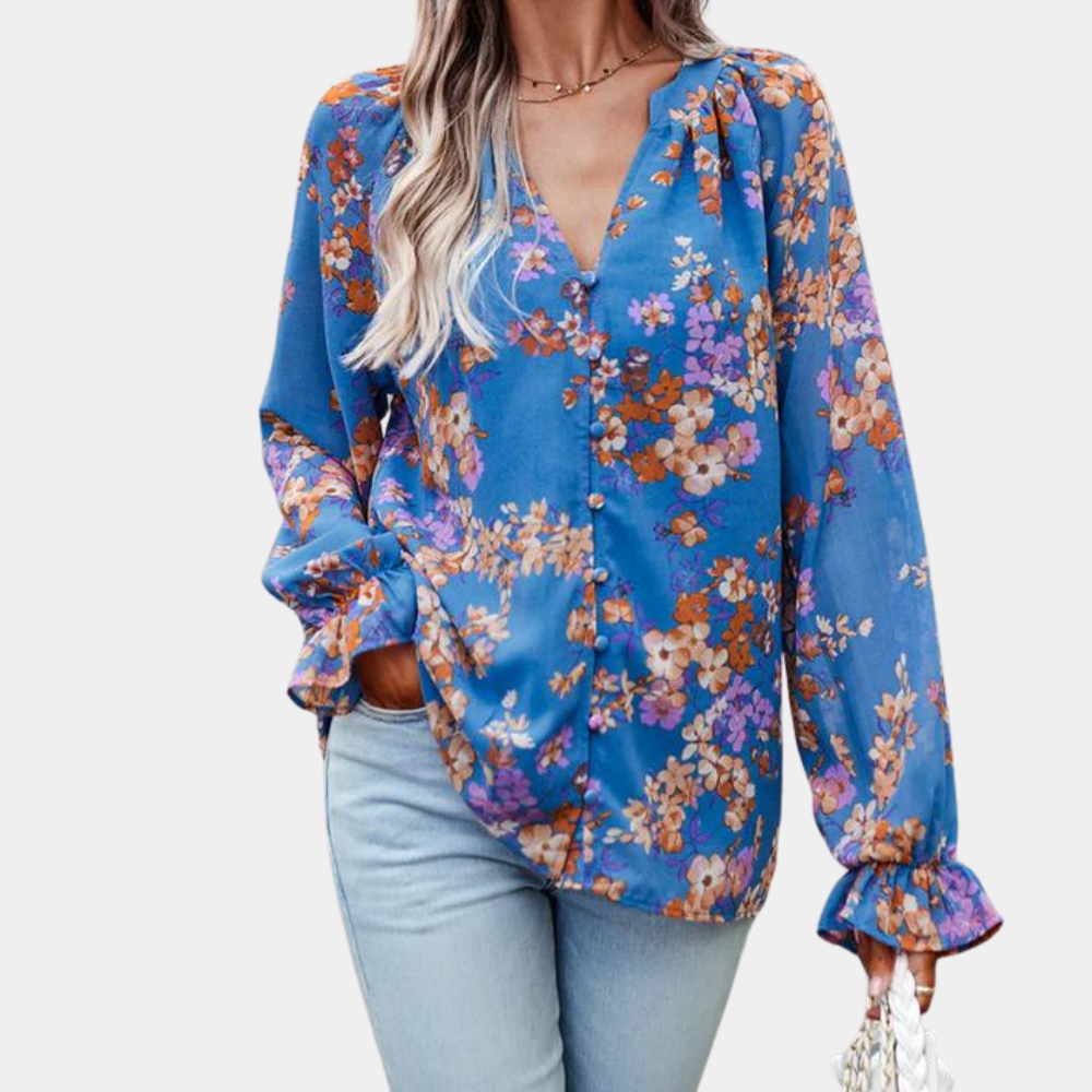 Bushii Elegante Zomerse Gebloemde Damesblouse