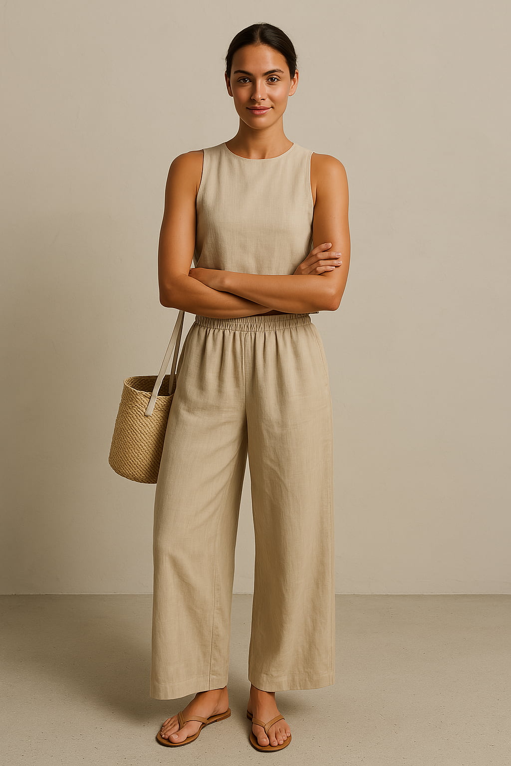Dames Tweedelige Set Katoen en Linnen Comfy Set