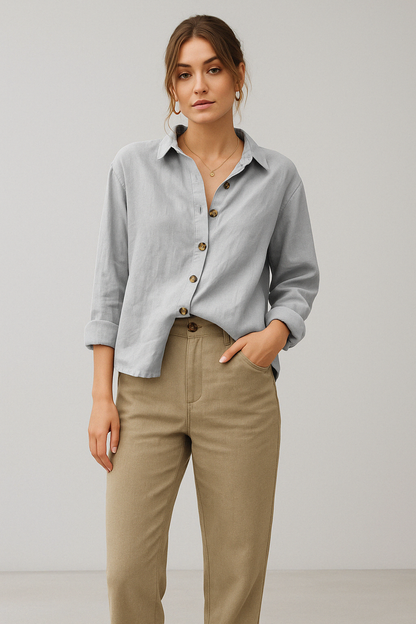 Bushii | Linnen Blouse Dames – Oversized Vintage Zomerblouse