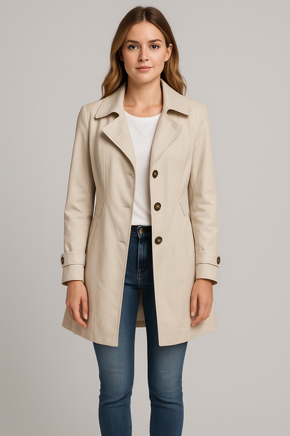 Bushii | Dames Trenchcoat – Lentejas Lang Model met Knoopsluiting